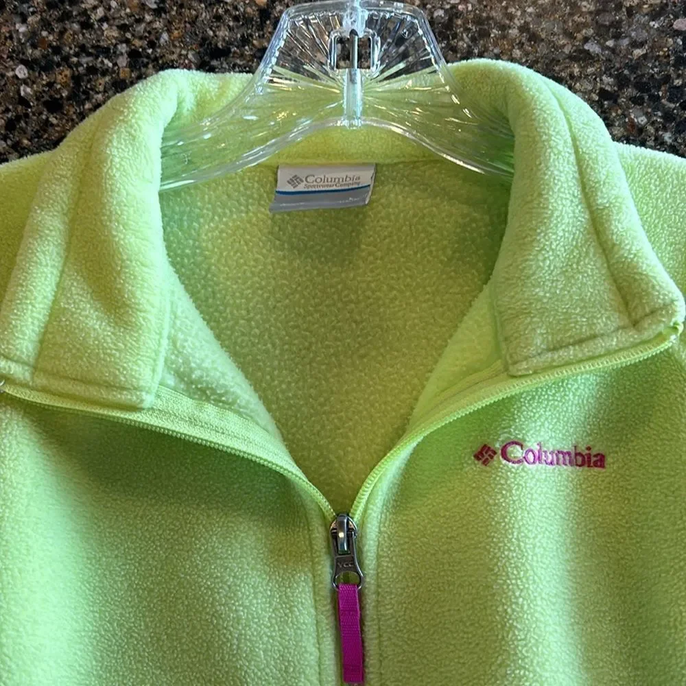Columbia Girls Neon Yellow Full Zip Fleece Jacket